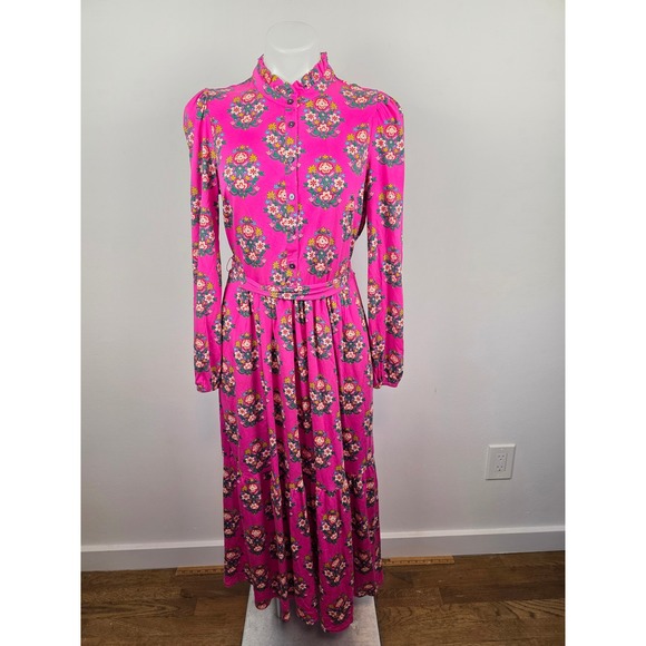 Boden Dresses & Skirts - Boden Willow Tiered Jersey Dress Pink Floral Maxi Long Sleeve Modest 8R D1230